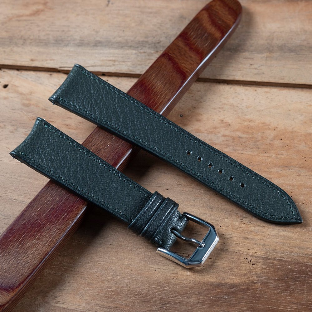 Watch Strap curved English green goat - Atelier romane