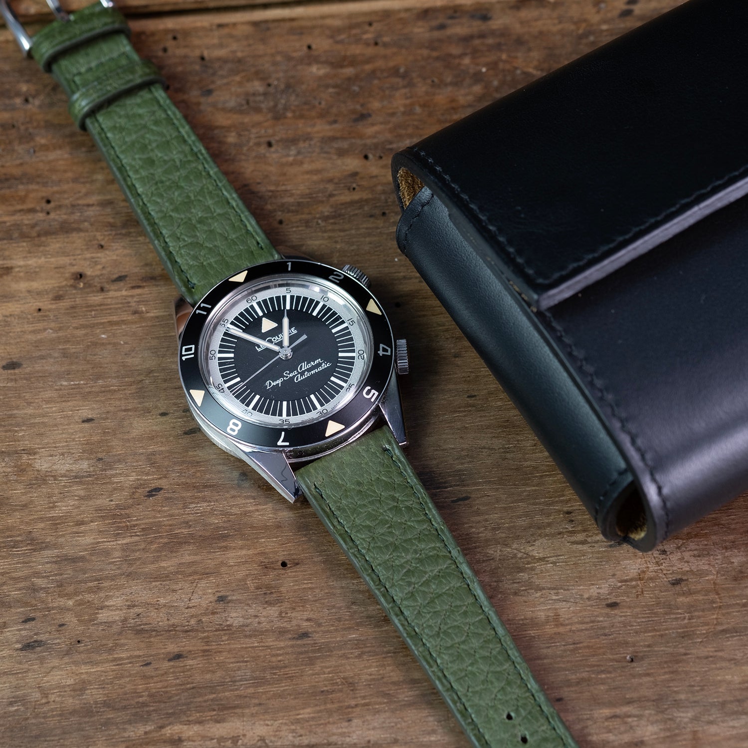 Bracelet de montre pécari vert - Atelier romane