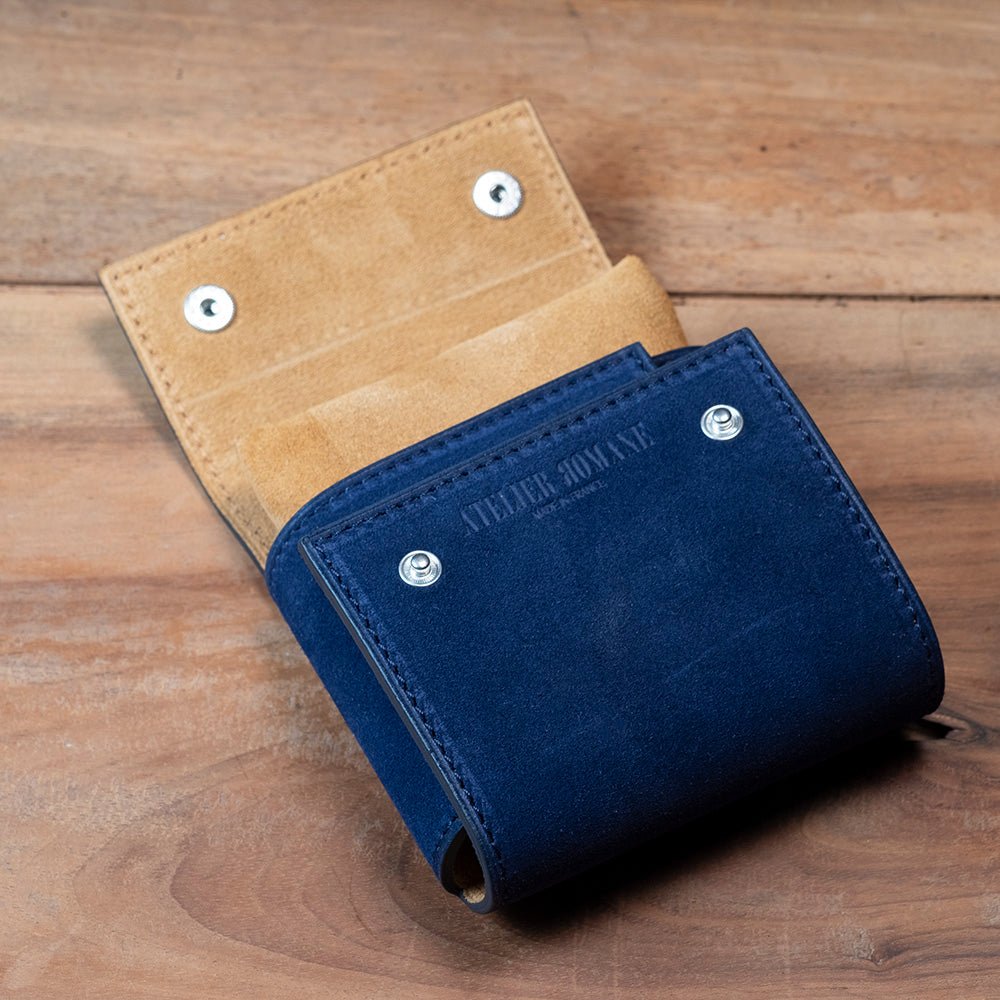 Étui de voyage compact suède bleu - Atelier romane
