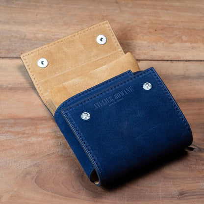 Étui de voyage compact suède bleu - Atelier romane