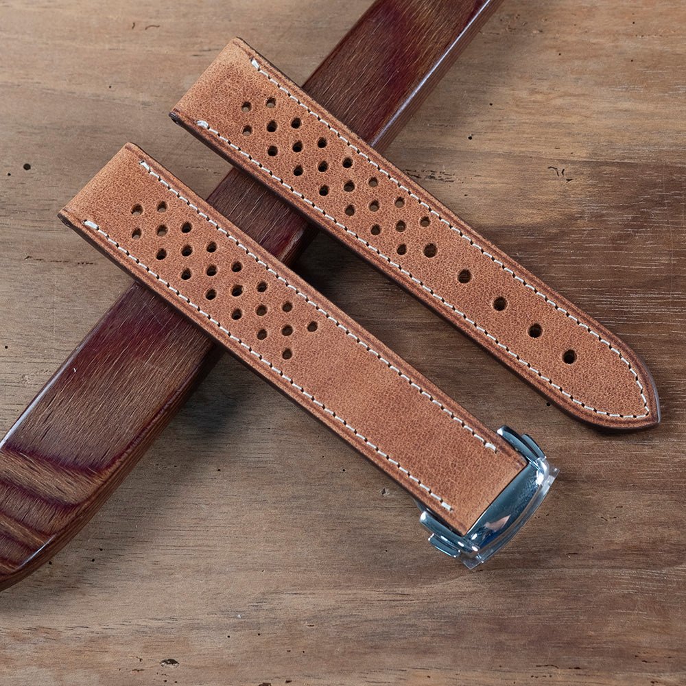 Watch Strap racing Tuscany brown omega folding clasp compatible - Atelier romane