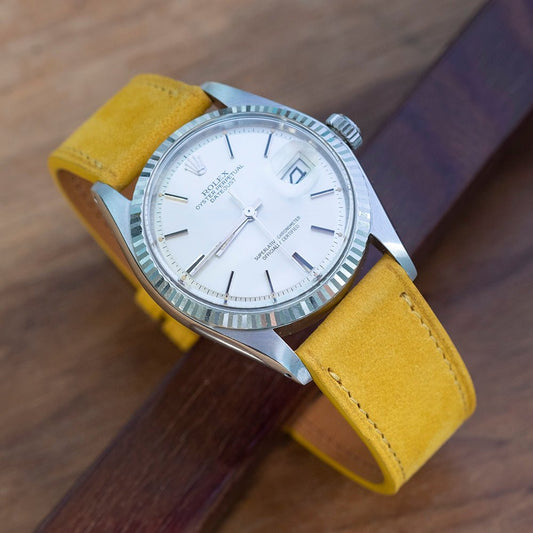 Bracelet de montre nubuck jaune - Atelier romane