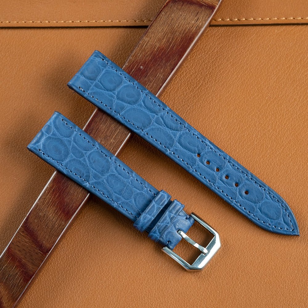 Bracelet alligator bleu écailles rondes - Atelier romane