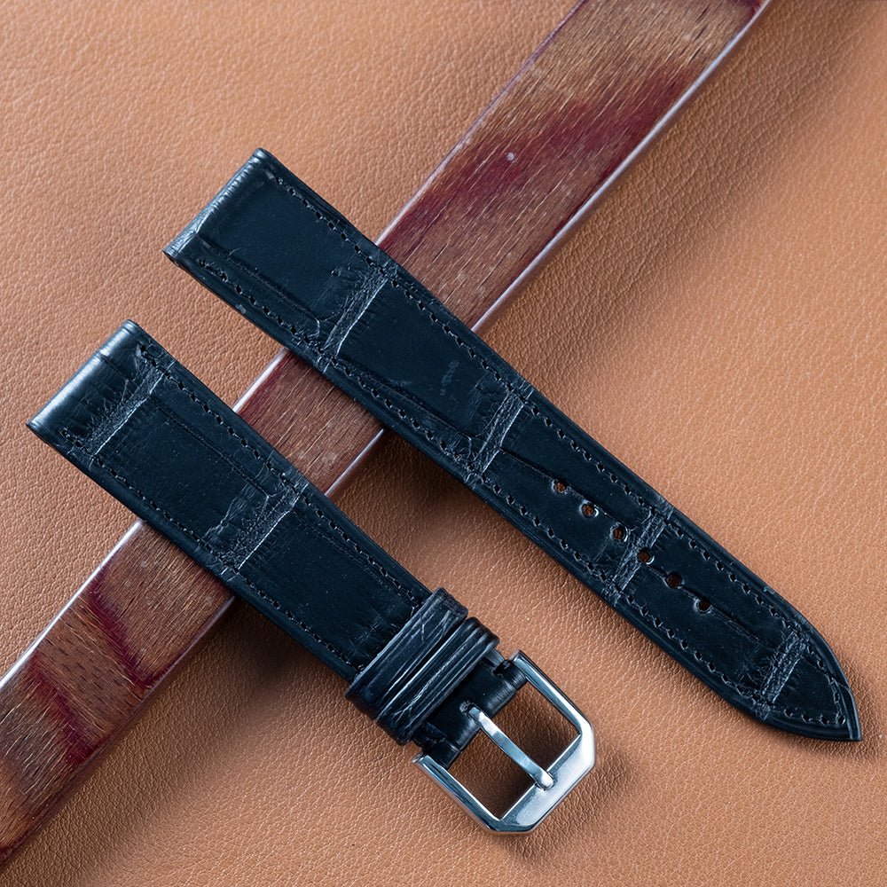 Watch Strap black alligator square scales - Atelier romane