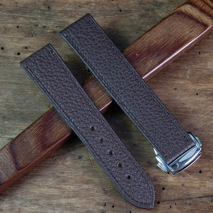 Watch Strap Bull calf chocolate compatible omega folding clasp - Atelier romane