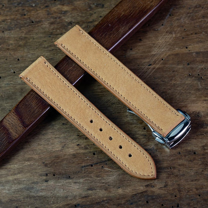 Watch Strap Caramel nubuck, omega folding clasp compatible - Atelier romane