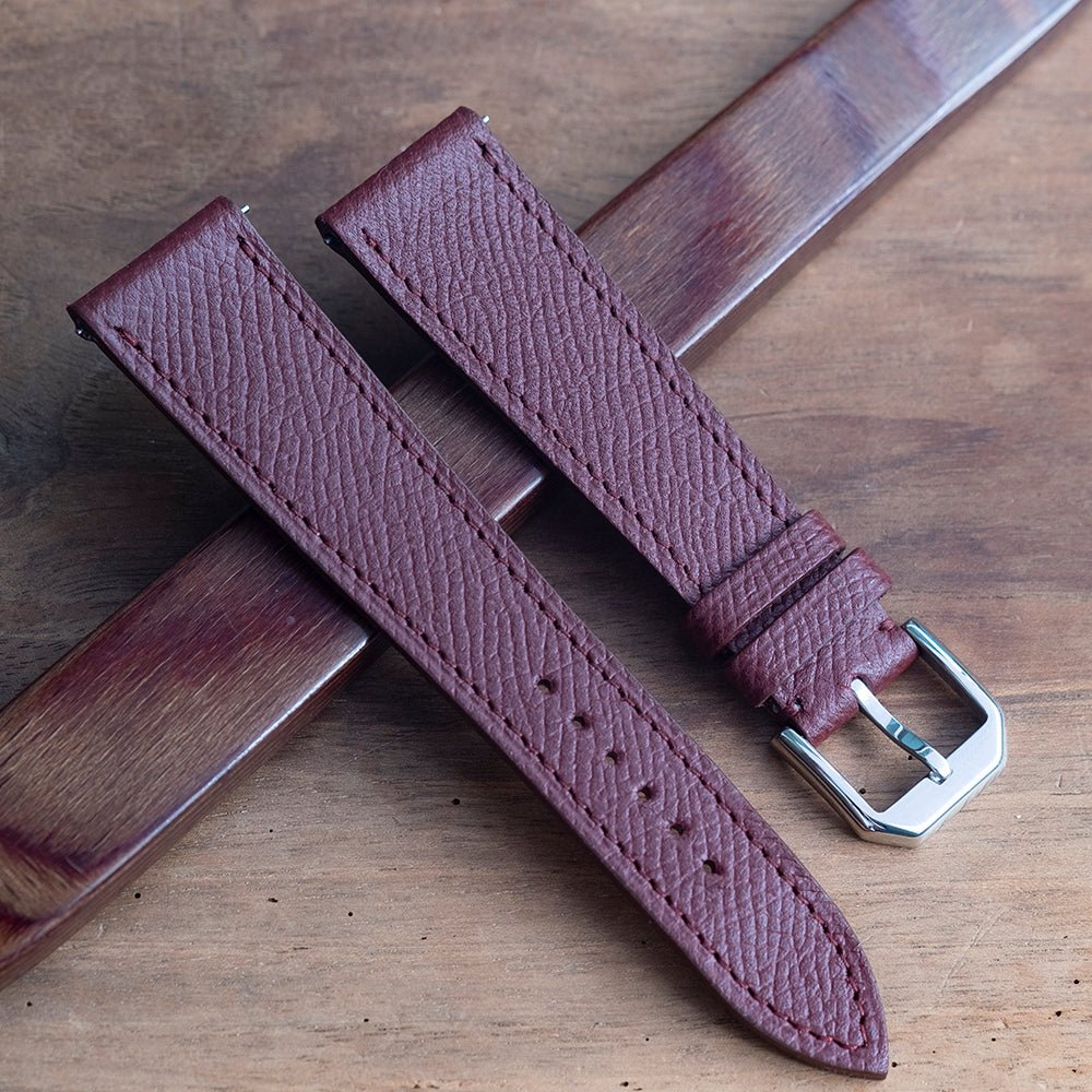 Bracelet de montre veau grainé bordeaux - Atelier romane