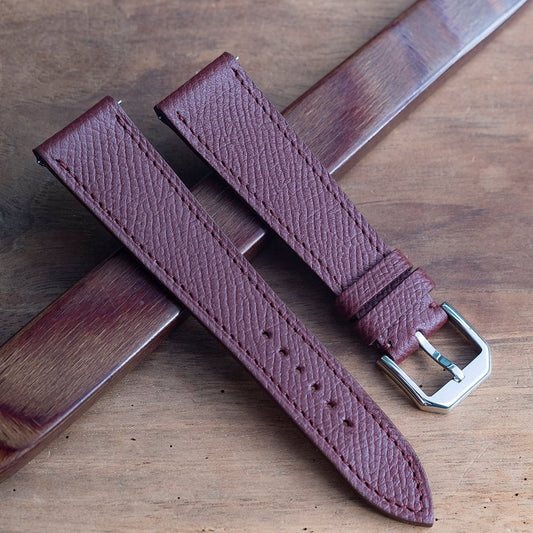 Bracelet de montre veau grainé bordeaux - Atelier romane