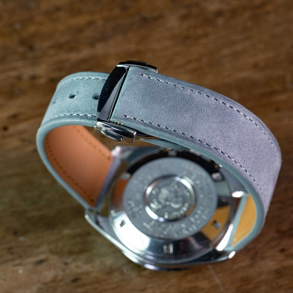 Watch Strap Silver nubuck, omega folding clasp compatible - Atelier romane