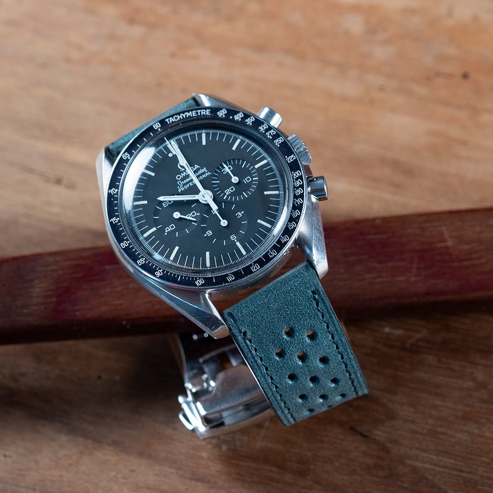 Watch Strap racing Tuscany green omega folding clasp compatible - Atelier romane