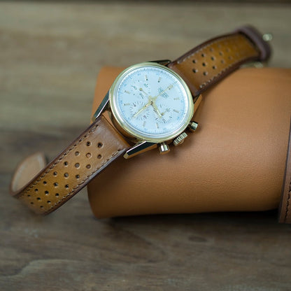 Watch Strap racing Hand made patina miel - Atelier romane