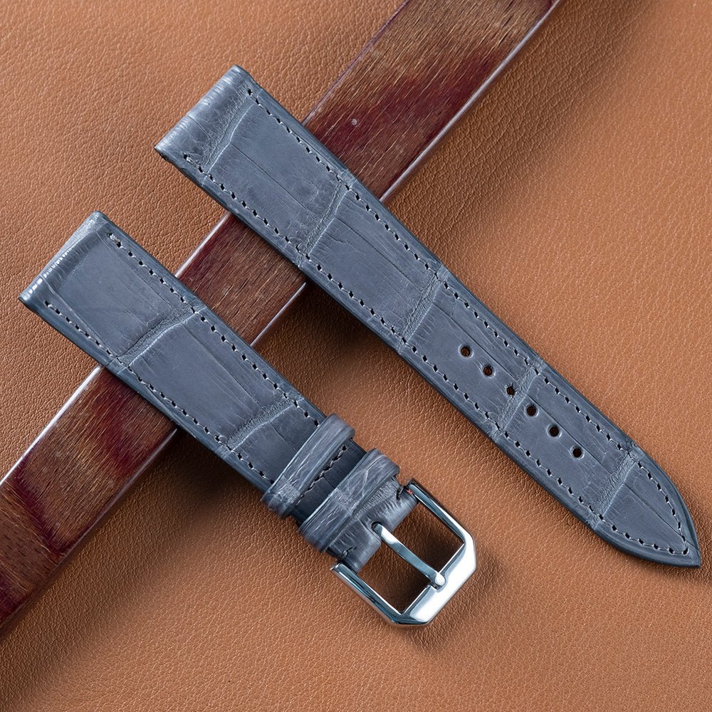 Bracelet alligator écailles carrées gris - Atelier romane