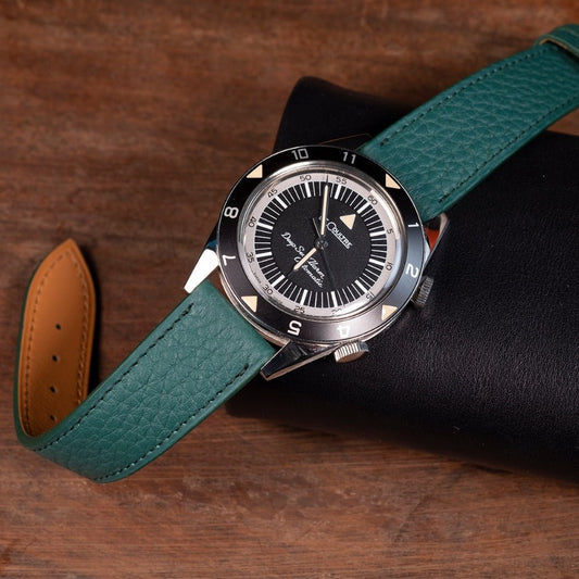 Bracelet de montre taurillon vert - Atelier romane