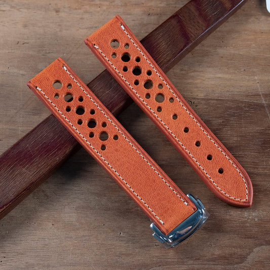 Watch Strap rallye Tuscany brick compatible omega folding clasp - Atelier romane