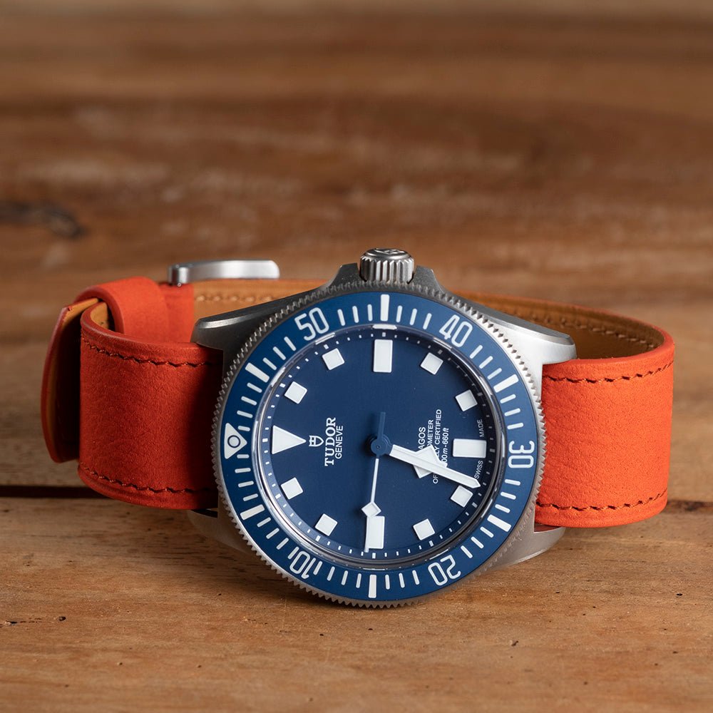 Watch Strap MN Nubuck orange - Atelier romane