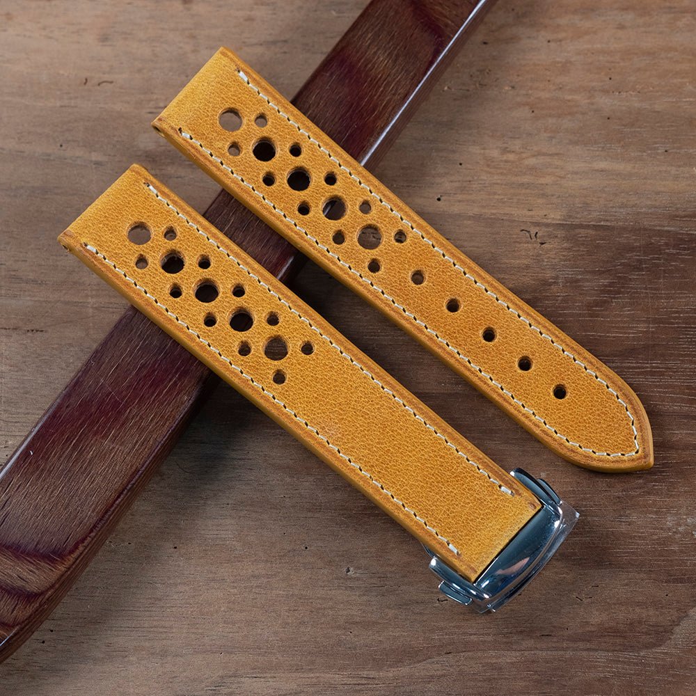 Watch Strap rallye Tuscany ochre omega folding clasp compatible - Atelier romane