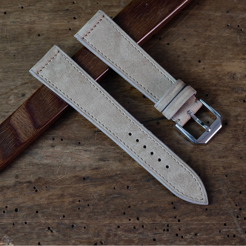 Watch Strap nubuck cappucino horizontal stitching - Atelier romane