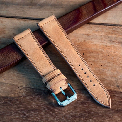 Watch Strap nubuck caramel box stitch - Atelier romane