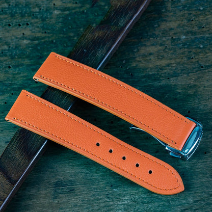 Watch Strap Calf orange omega folding clasp compatible - Atelier romane