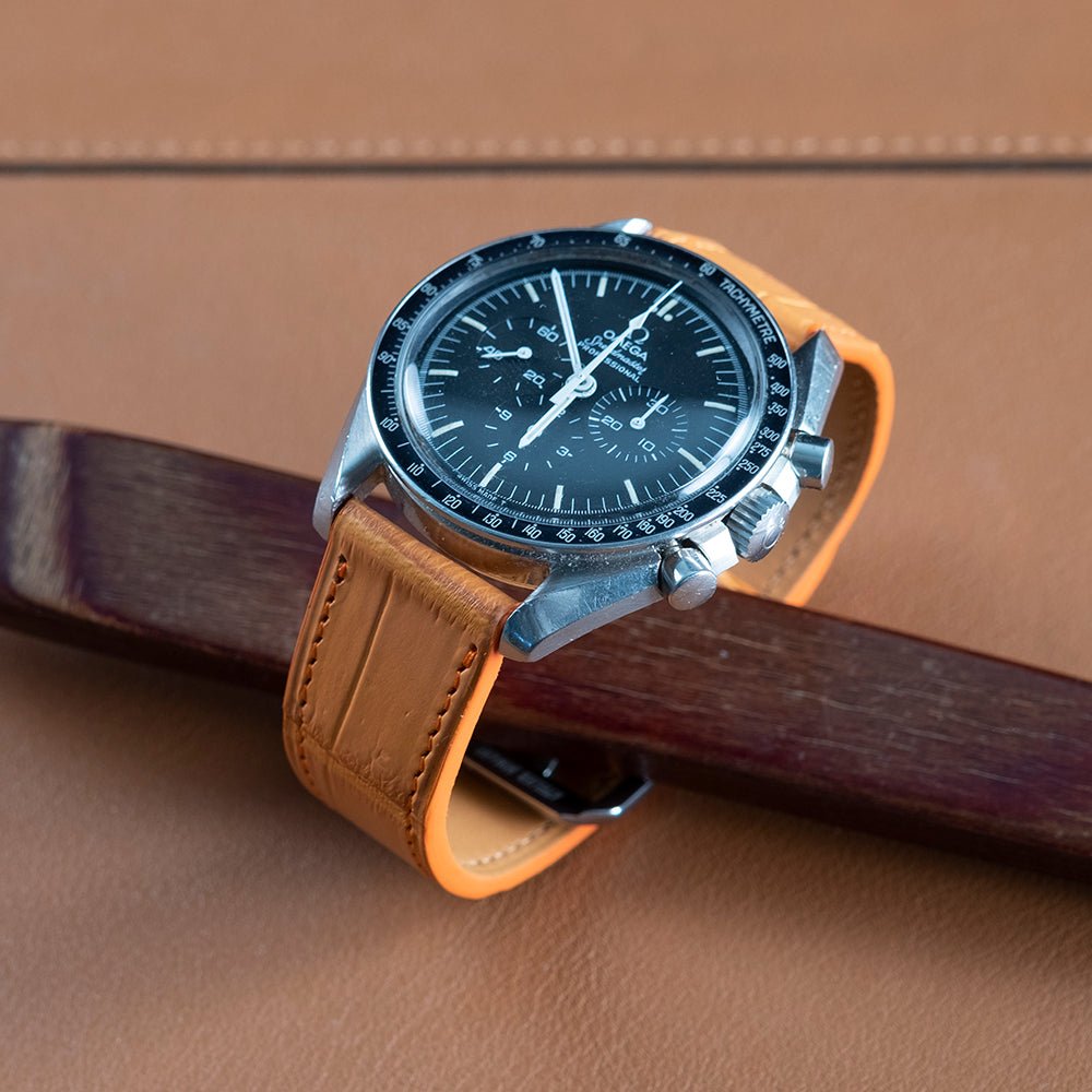 Watch Strap alligator square scales orange - Atelier romane