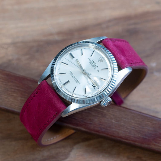 Bracelet de montre nubuck framboise - Atelier romane