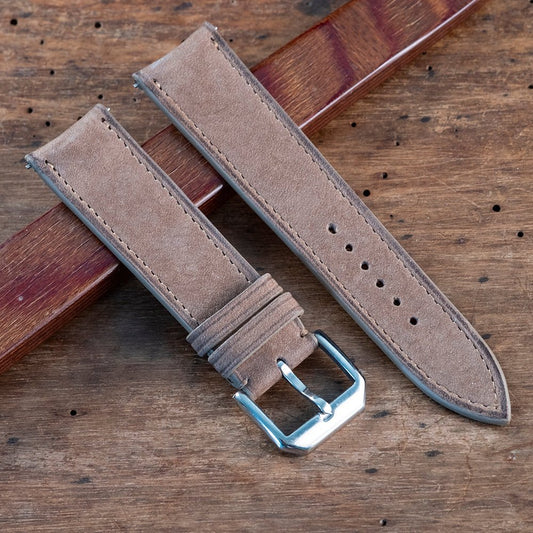 Watch Strap nubuck taupe Curved end - Atelier romane