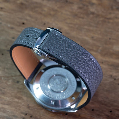 Bracelet Taurillon gris compatible boucle déployante omega - Atelier romane