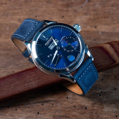 Watch Strap blue nubuck horizontal stitching - Atelier romane