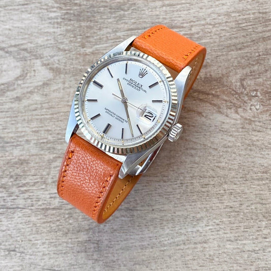 Bracelet de montre chèvre orange - Atelier romane