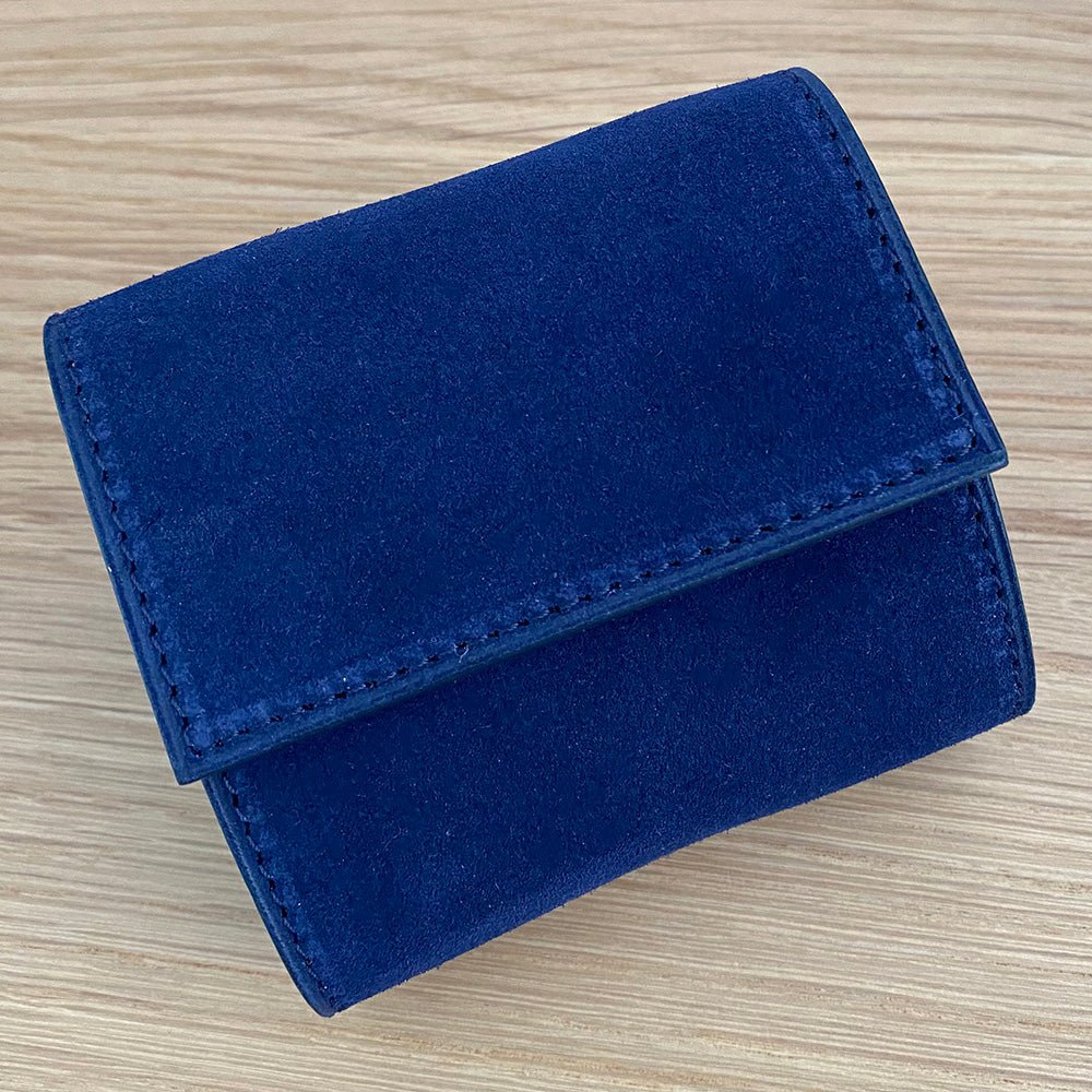 Blue suede compact travel case - Atelier romane