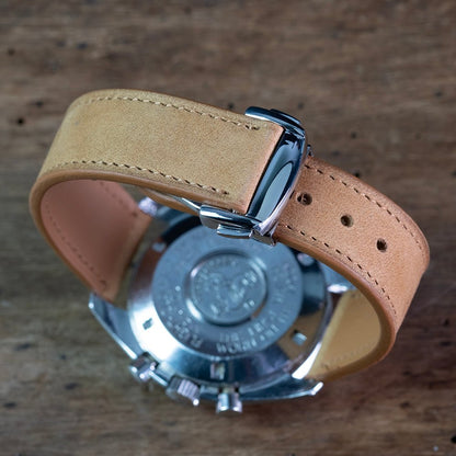 Watch Strap Caramel nubuck, omega folding clasp compatible - Atelier romane