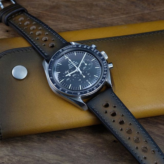 Watch Strap rallye ebony patina omega folding clasp compatible - Atelier romane