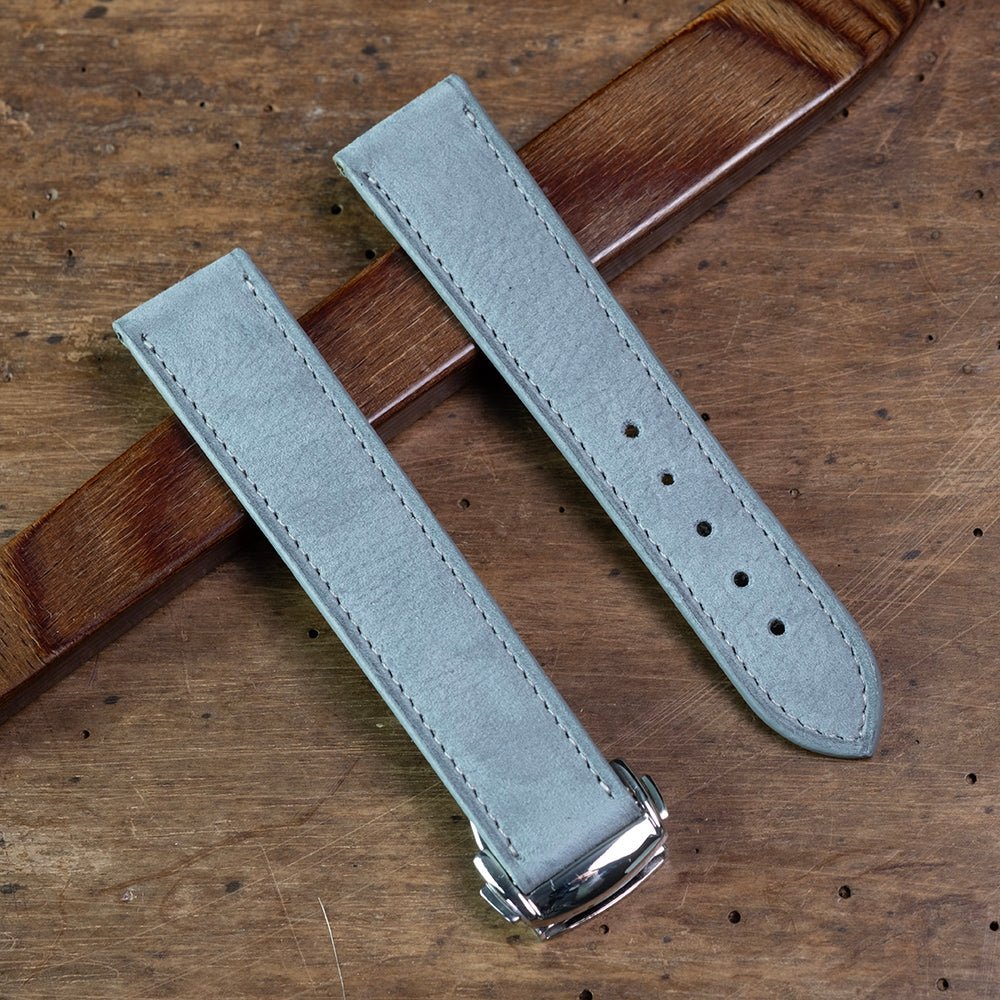 Watch Strap Silver nubuck, omega folding clasp compatible - Atelier romane