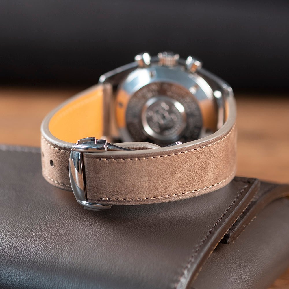 Watch Strap Nubuck taupe compatible with omega folding clasp - Atelier romane