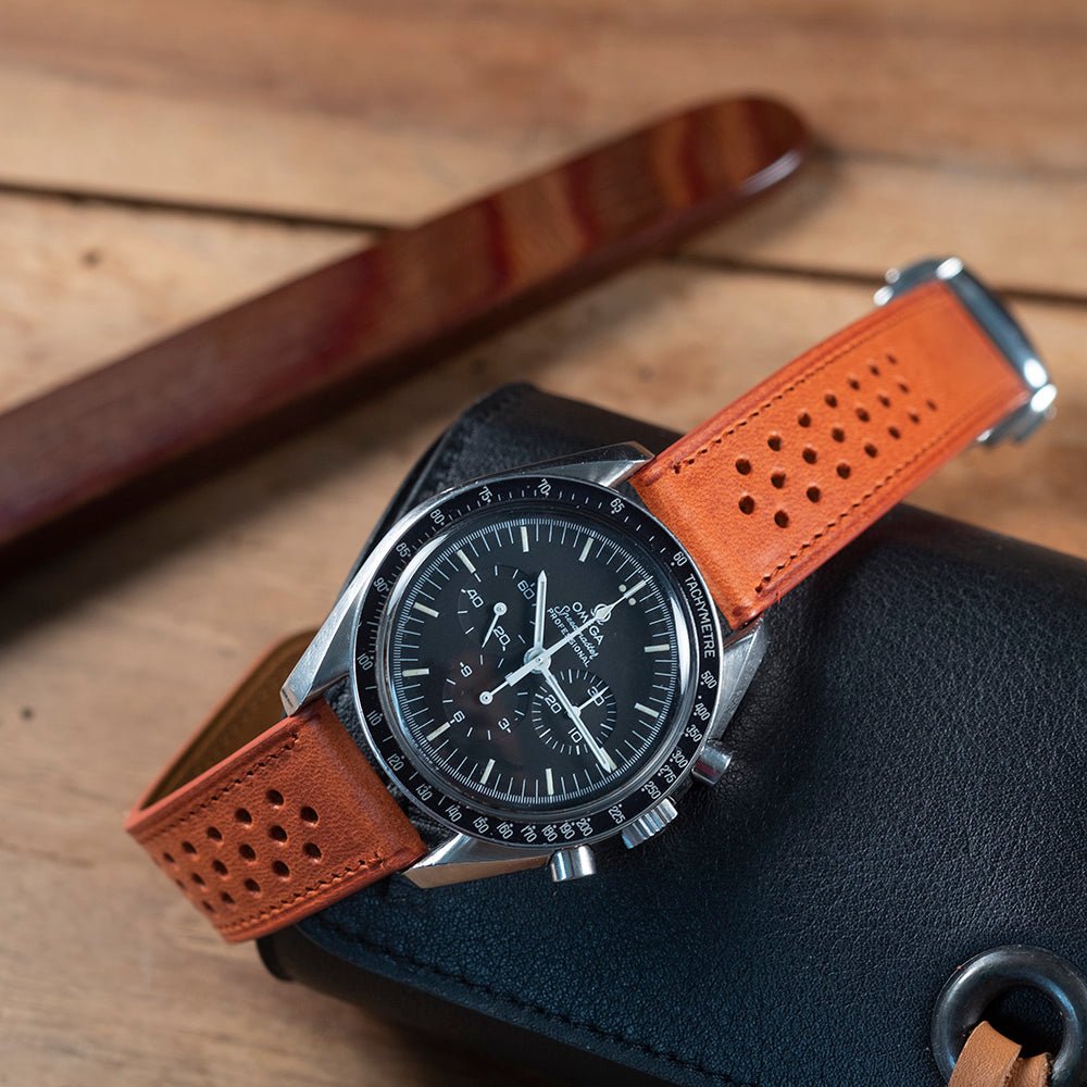 Watch Strap rallye Tuscany brique racing compatible omega folding clasp - Atelier romane
