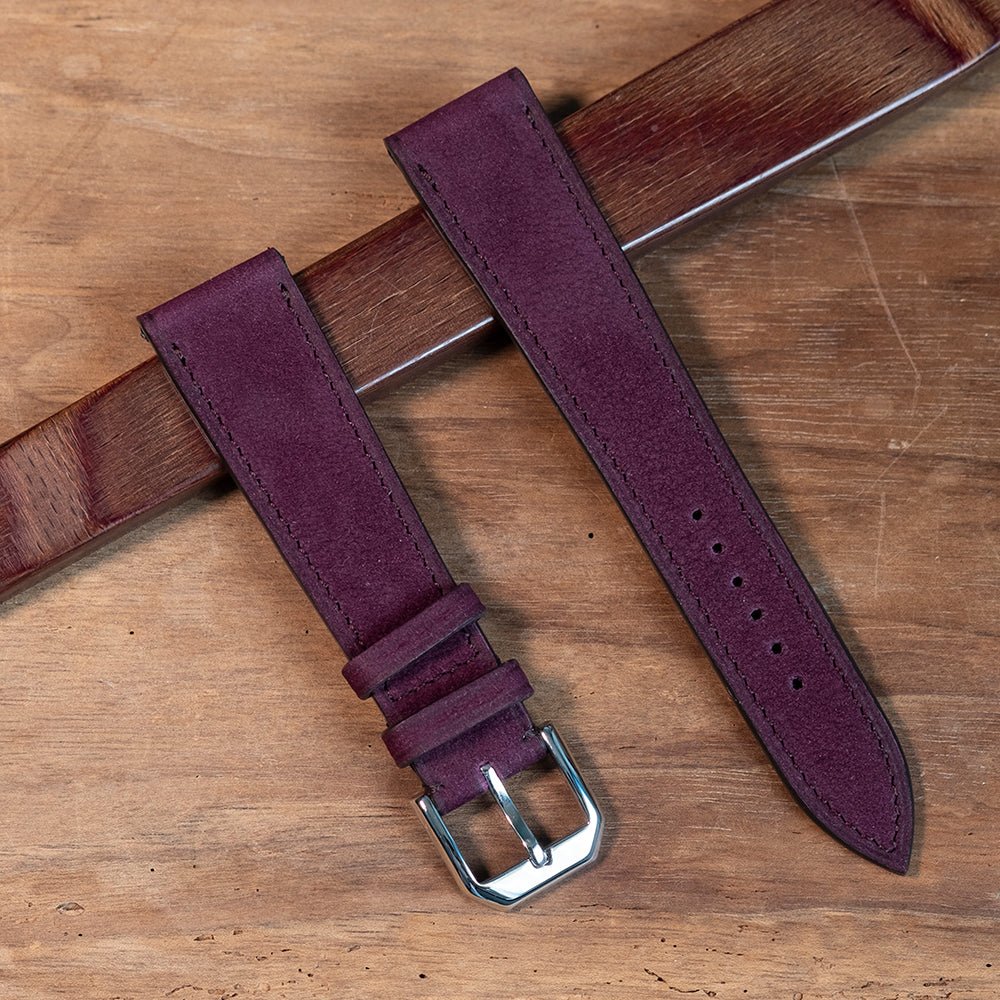 Bracelet de montre nubuck prune - Atelier romane