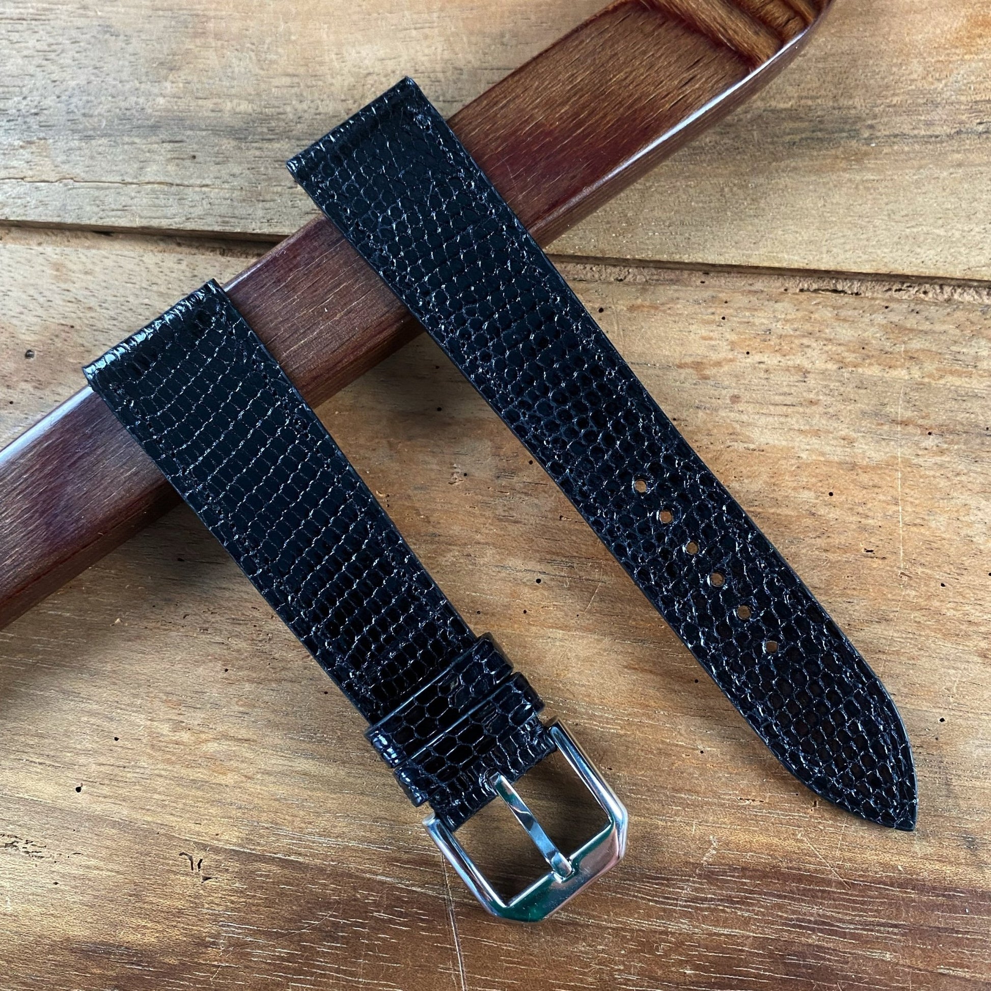 Bracelet lézard noir brillant - Atelier romane