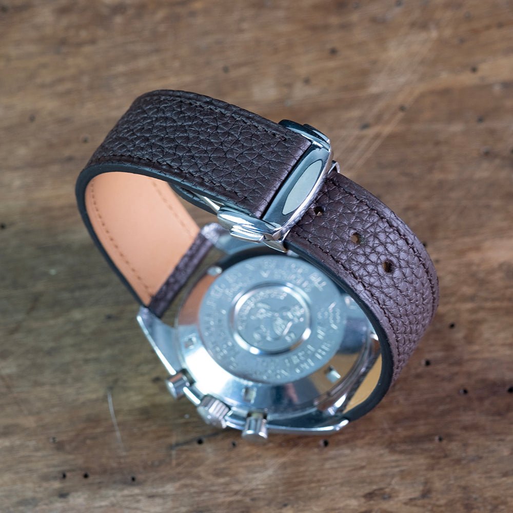 Watch Strap Bull calf chocolate compatible omega folding clasp - Atelier romane