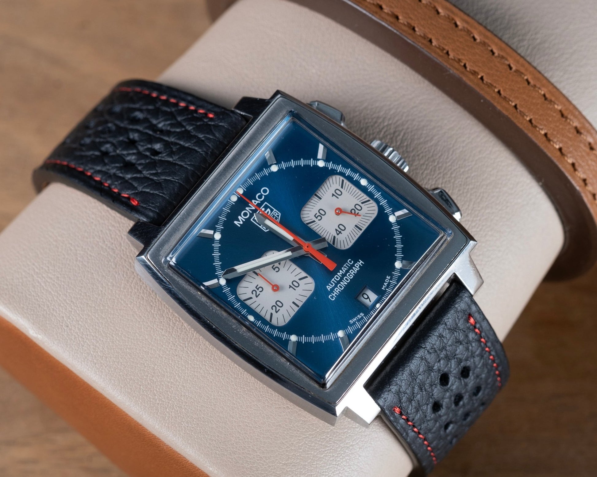 Watch Strap tag heuer buckle compatible grained black - Atelier romane