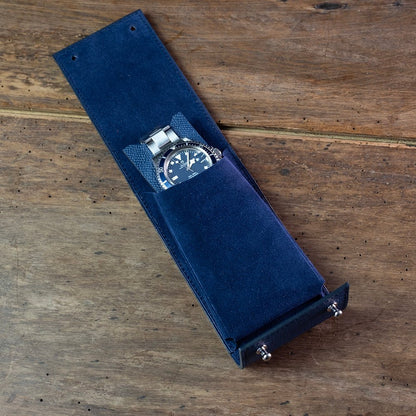 Etui une montre veau grainé marine - Atelier romane