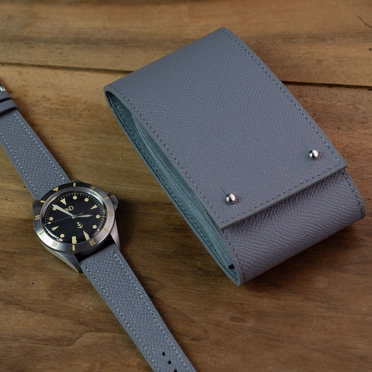 Grey grained calfskin watch case - Atelier romane