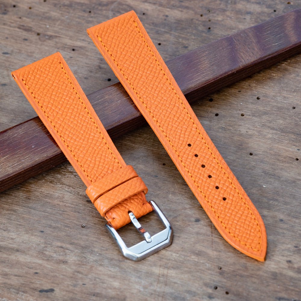Bracelet de montre veau grainé orange - Atelier romane