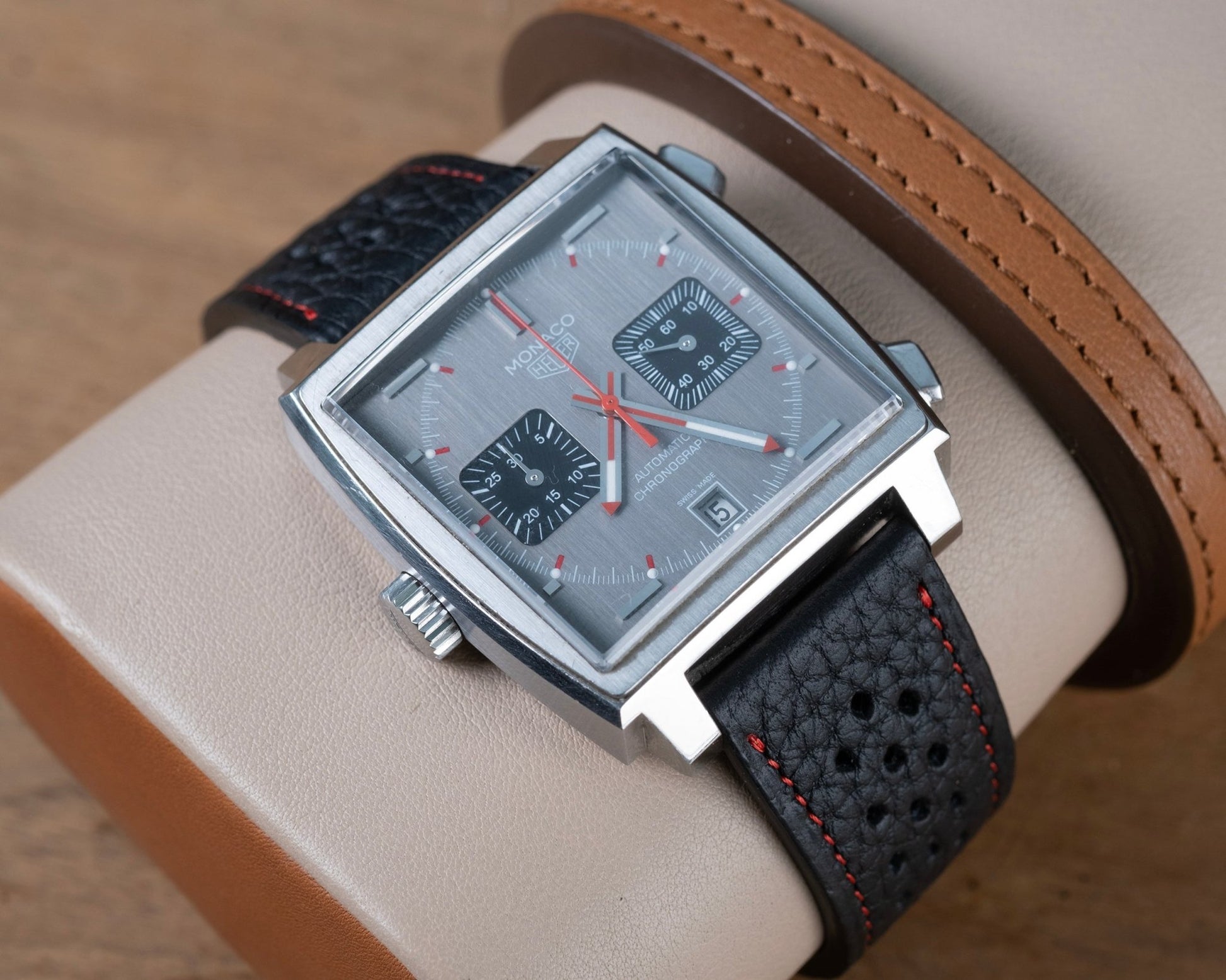 Watch Strap tag heuer buckle compatible grained black - Atelier romane