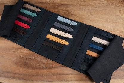 Storage  for 18 watch straps  Black leather