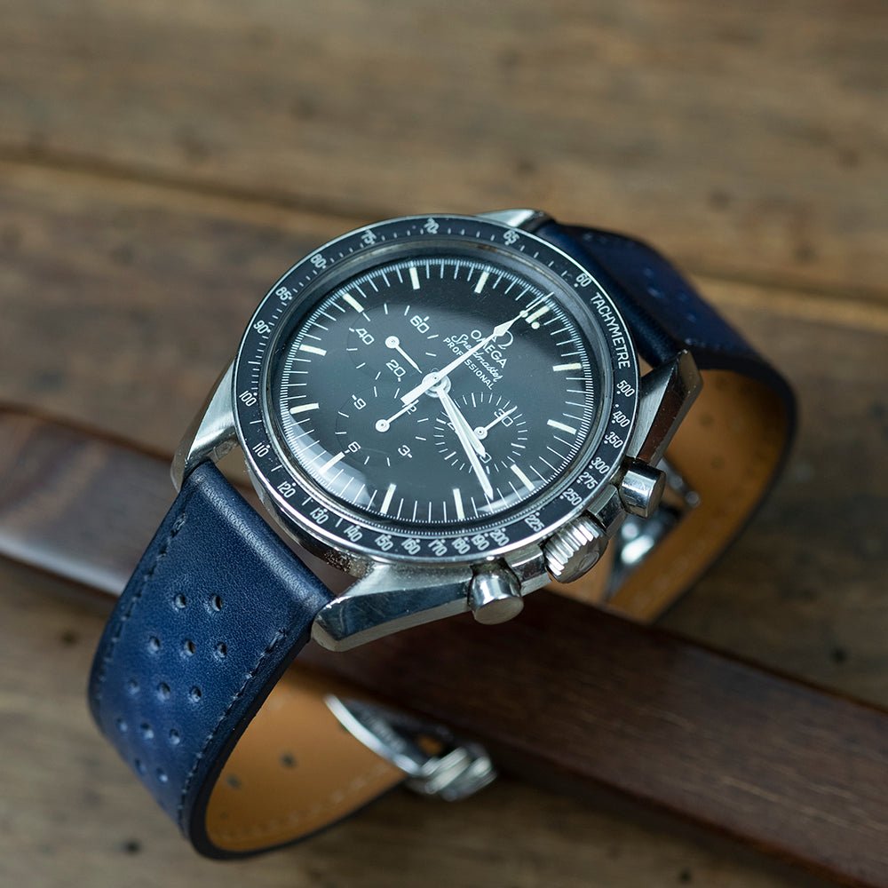 Watch Strap racing blue patina compatible omega folding clasp - Atelier romane
